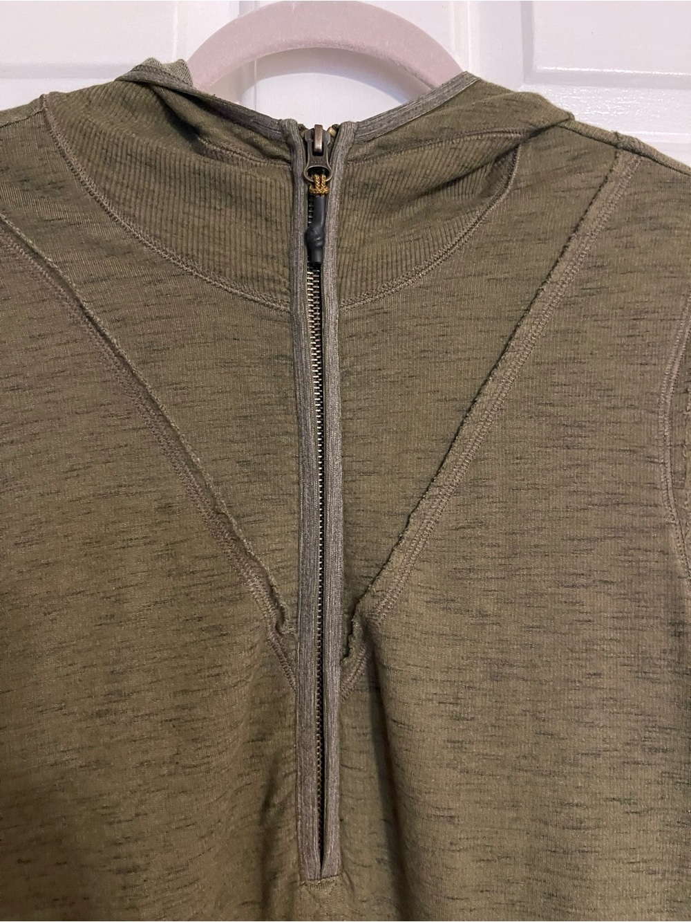 Olive Green Zip-Front Hoodie Sweater